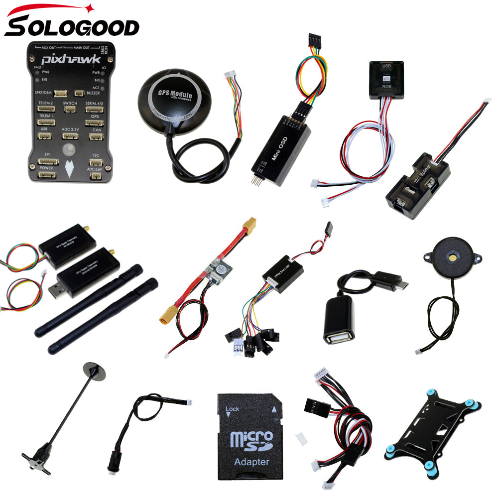 SoloGood Pixhawk PX4 PIX 2.4.8 Flight Controller NEO-M8N GPS 3DR 500MW 915Mhz Radio Wireless Telemetry Set OSD Module PPM Module