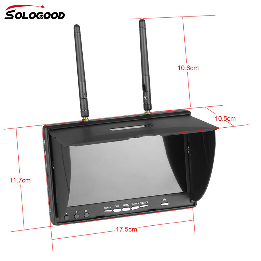 SoloGood LCD5802D 5802 5.8G 40CH 7 Inch Raceband FPV Monitor 800x480 With DVR Build-in Battery Video Screen