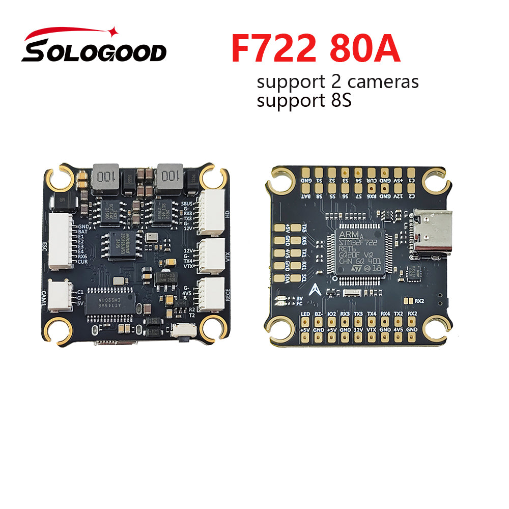 SoloGood F722 80A 8S Stack Flight Control Support 2 Cameras