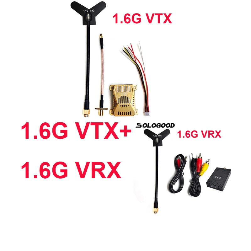 SoloGood 1.6GHz 3W FPV Video Transmitter VTX 25mW/1500mW/3000mW 8CH 1.6G VRX Receiver Kit