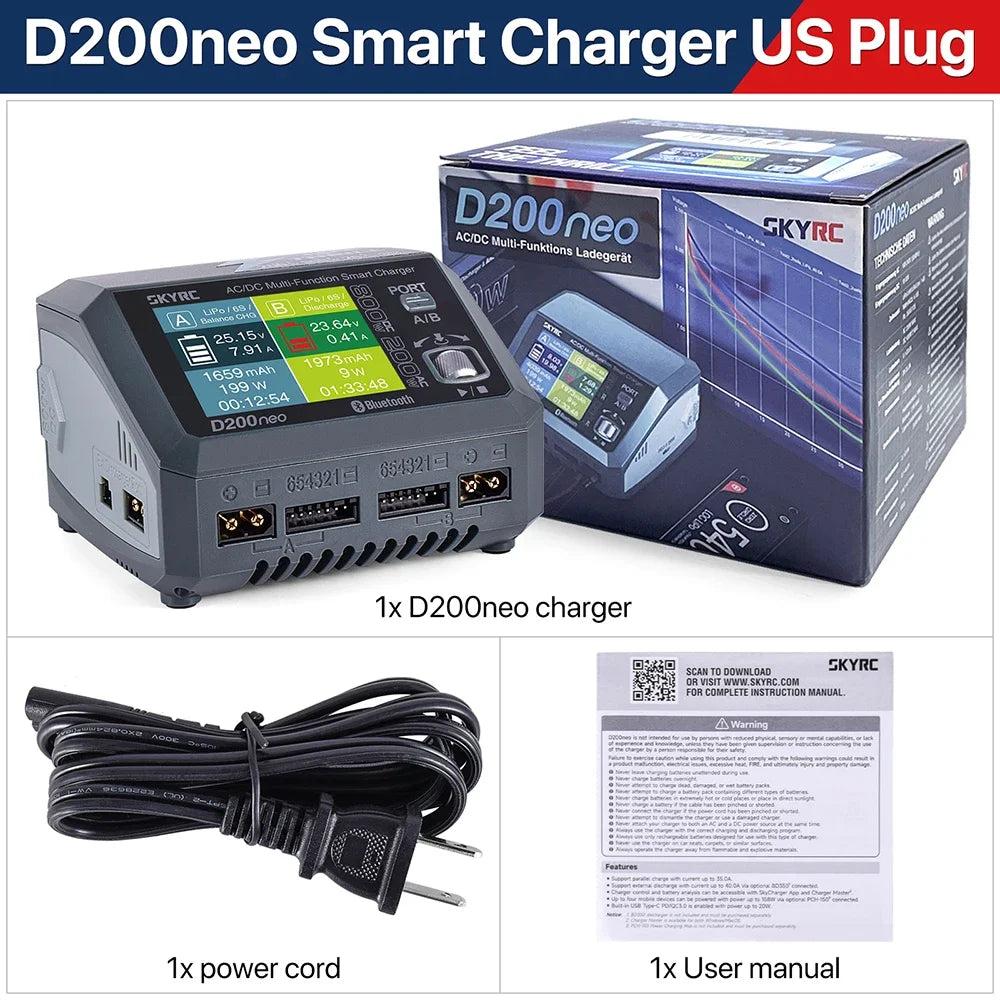 SkyRC D200neo Charger 800w Lipo Battery Balance Charger BD350 Discharger AC/DC Multi-Function Smart Charger