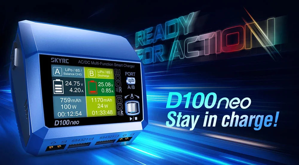 SkyRC D100neo Smart Charger SK-100199 AC100W DC200W Smart Lipo Charger Replacement For D100 V2 Upgrade