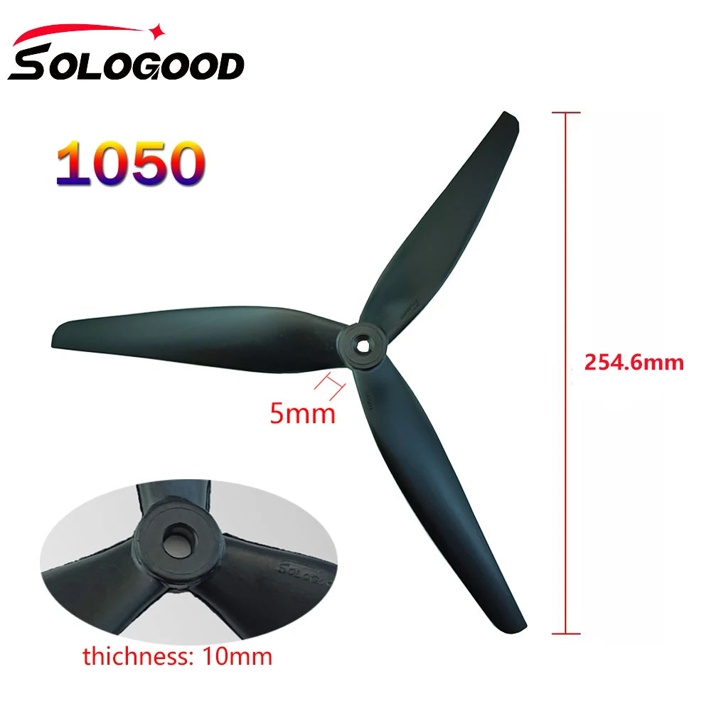 2Pairs(2CW+2CCW) SoloGood 1050 10X5X3 3-Blade Glass Fiber Nylon Propeller for Multirotor 10" FPV Cinelifter MarcoQuad