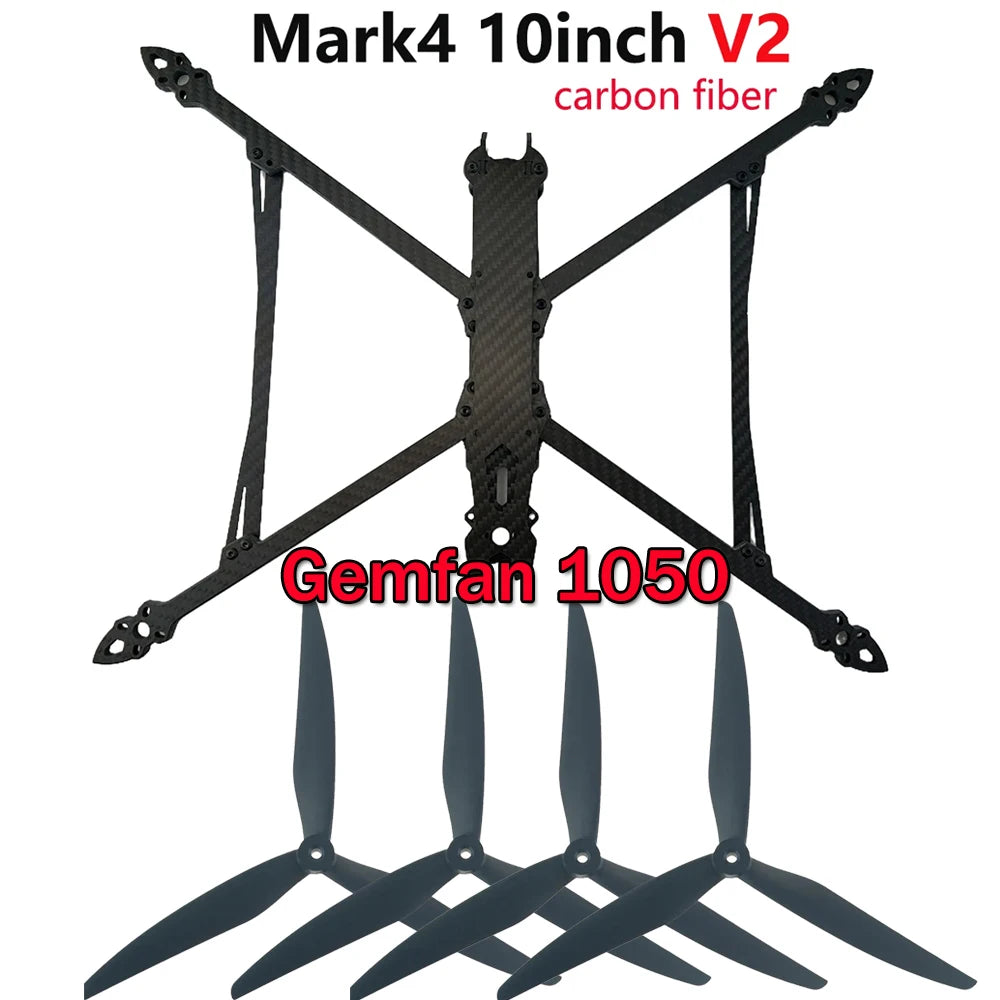 SoloGood Mark4 V2 Mark4 10inch 427mm 3K Full Carbon Fiber TrueX Frame Gemfan 1050 10X5X3 3-Blade Glass Nylon Fiber Propeller