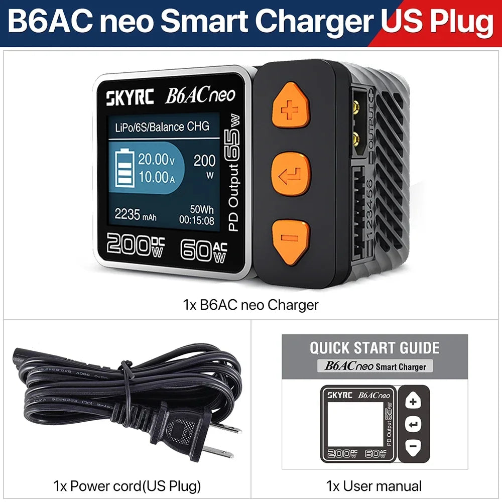 New SkyRC B6ACneo Smart Charger DC 200W AC 60W Battery Balance Charger B6AC Neo Upgraded for B6AC V2