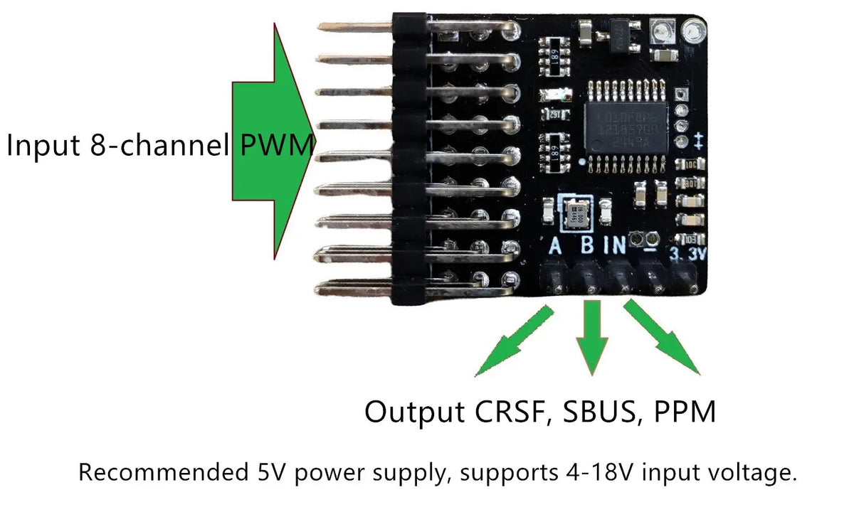 8CH PWM/ELRS/CRSF/SBUS/PPM Pro Conversion Module/12 Conversion Combinations Fully Automatic Recognition