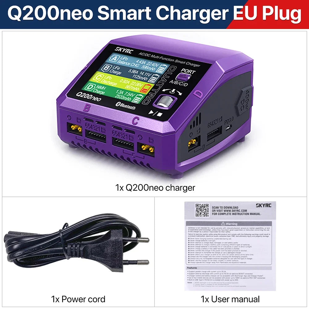 SkyRC Q200neo Lipo Battery Balance Charger Discharger AC200W DC400W 10A for 1-6S LiPo Li-ion Life LiHV 2-15s NiCd NiMH PB
