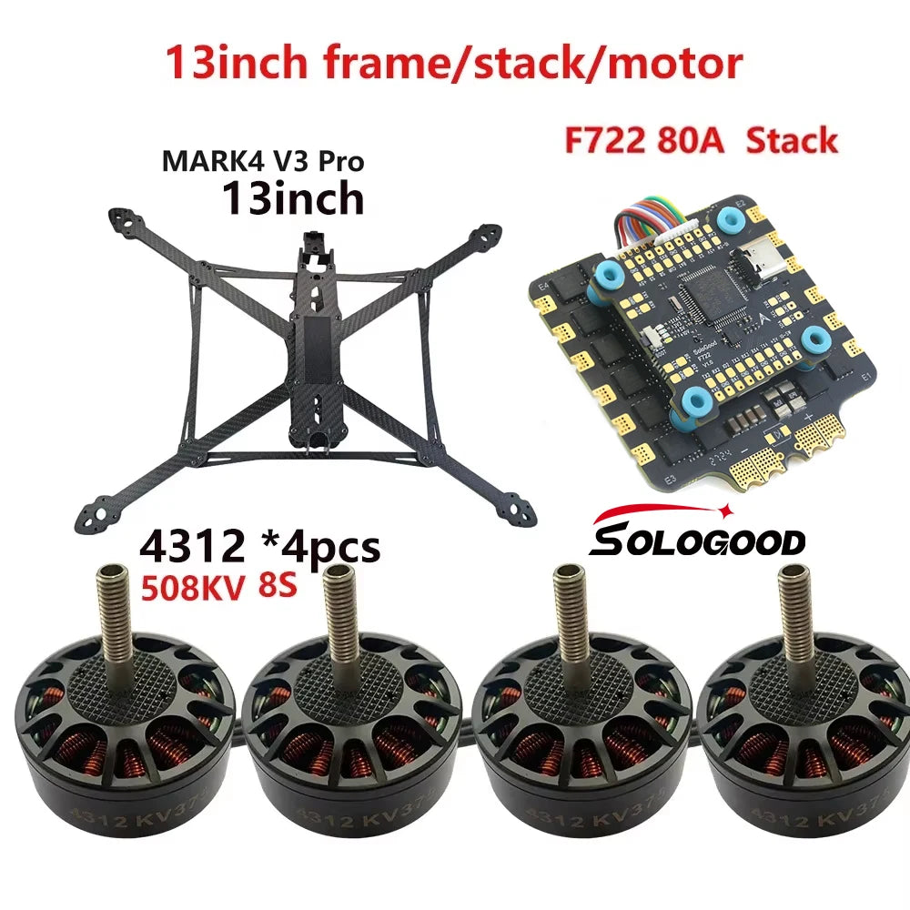 SoloGood MARK4 V3 Pro 13inch 570mm Carbon Fiber Frame SoloGood F722 80A Stack 4312 508KV Brushless Motor