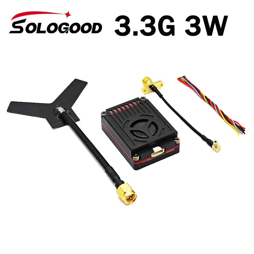 SoloGood Long Range 3.3GHz 3W FPV Video Transmitter VTX 8CH 4000mW 3.3G VRX Receiver Kit for FPV RC Racing Drone Goggles
