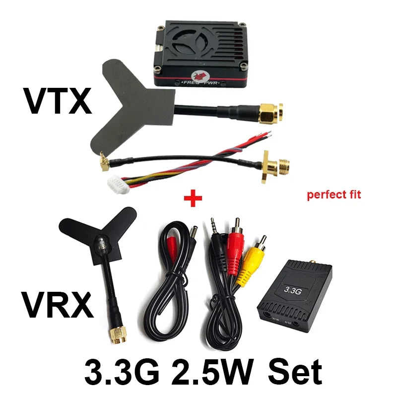Long Range 3.3GHz 2.5W FPV Video Transmitter VTX 8CH 4000mW 3.3G VRX Receiver Kit for FPV RC Racing Drone Goggles