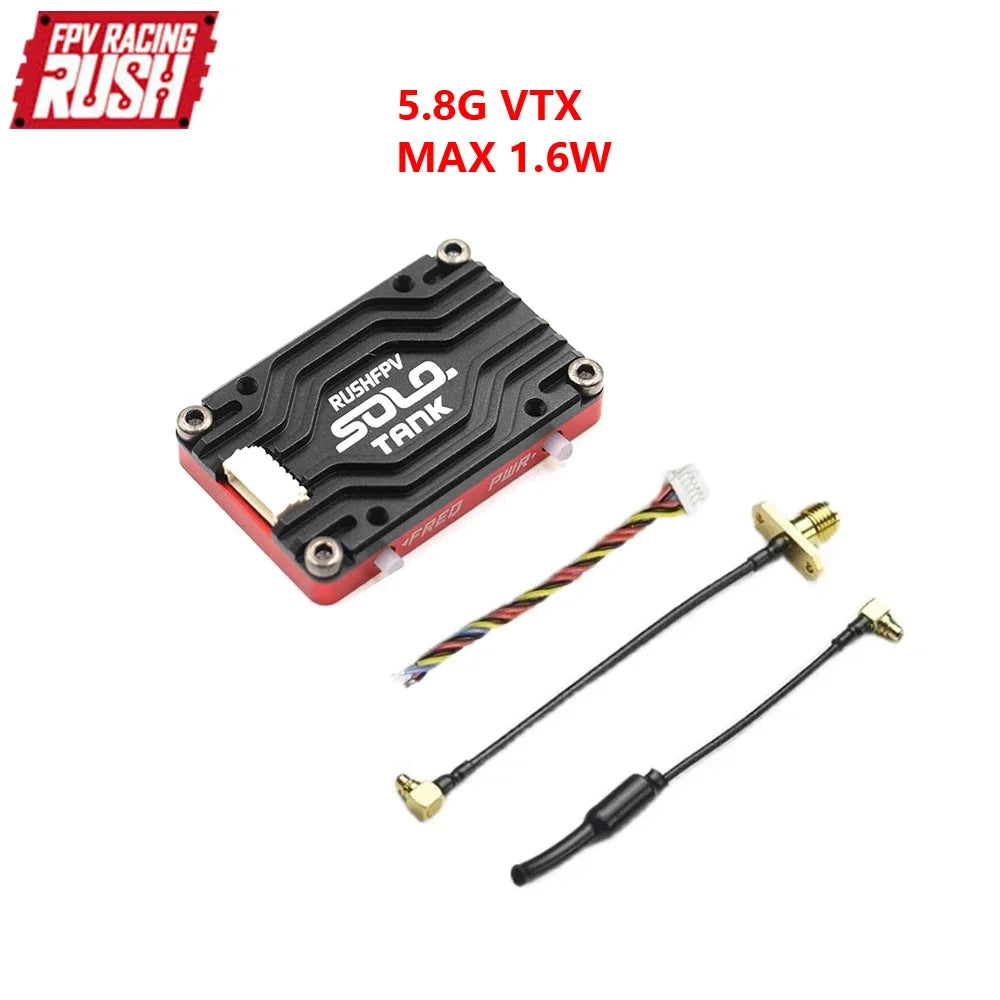 RUSHFPV RUSH TANK SOLO VTX 1.6W 5.8G 48CH PitMode Pitmode 25mW 400mW 800mW Adjustable 2-6S Microphone for FPV Long Range Drone