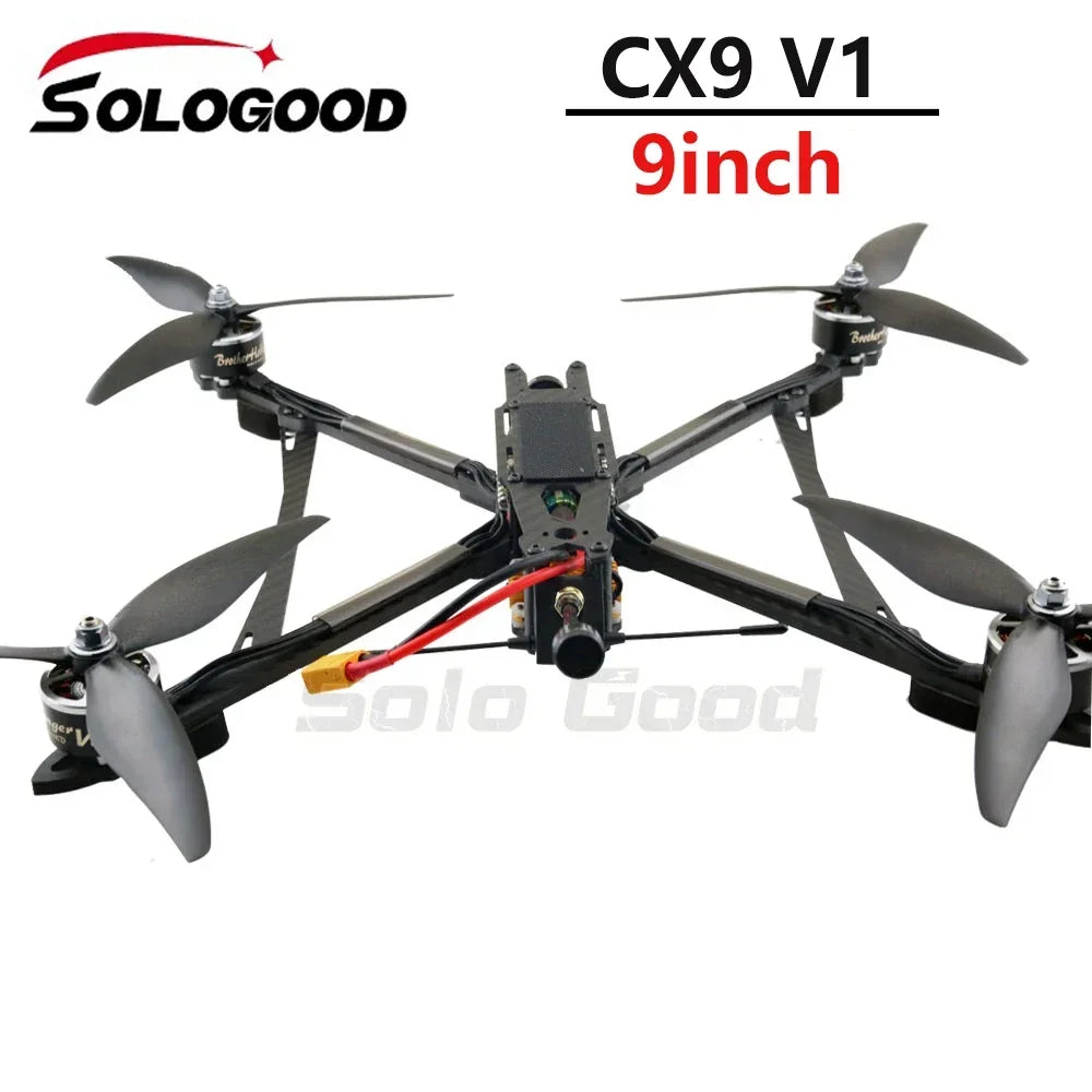 SoloGood CX9 V1 9 inch FPV Freestyle Drone Ture X Frame F722 V1 60A Stack FOXEER CAT 3 Camera T700 Carbon RC Model Toys