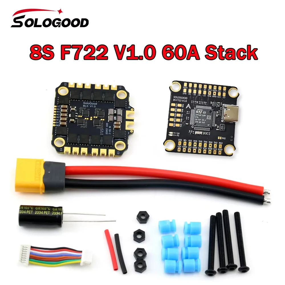 SoloGood 3-8S F722 60A Stack ICM42688P F722 Flight Controller BLS60A 4in1 ESC 30.5X30.5mm 2 Cameras