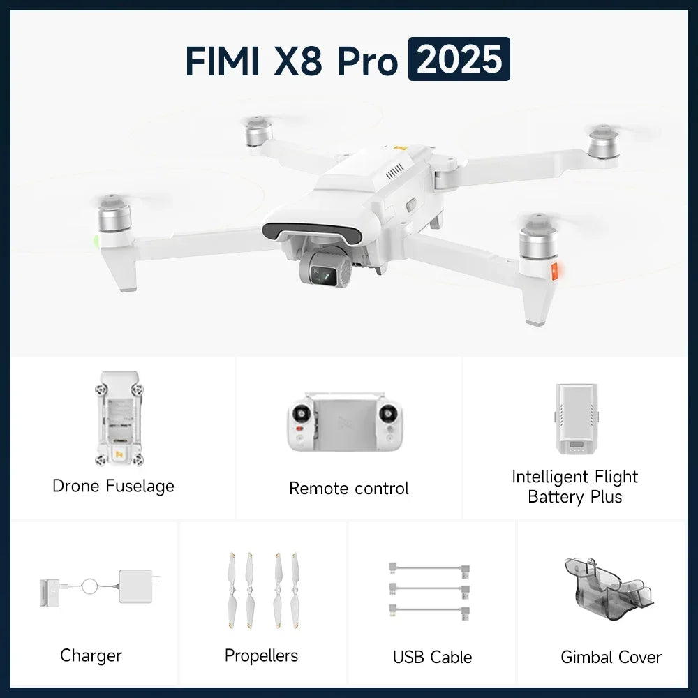 FIMI X8 Pro 2025 Camera 1/1.3-inch 48Mp CMOS 4K 60fps 20km Transmission Range 3-axis Gimbal AI Super Night Video RC Store
