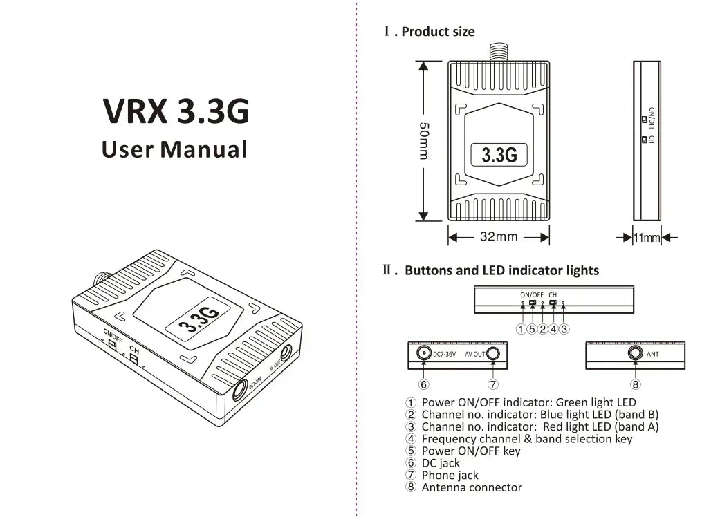 SoloGood Long Range 3.3GHz 3W FPV Video Transmitter VTX 8CH 4000mW 3.3G VRX Receiver Kit for FPV RC Racing Drone Goggles