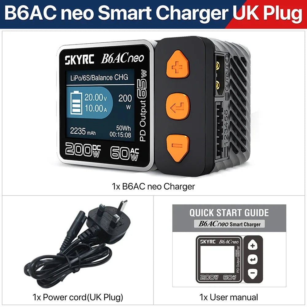 New SkyRC B6ACneo Smart Charger DC 200W AC 60W Battery Balance Charger B6AC Neo Upgraded for B6AC V2