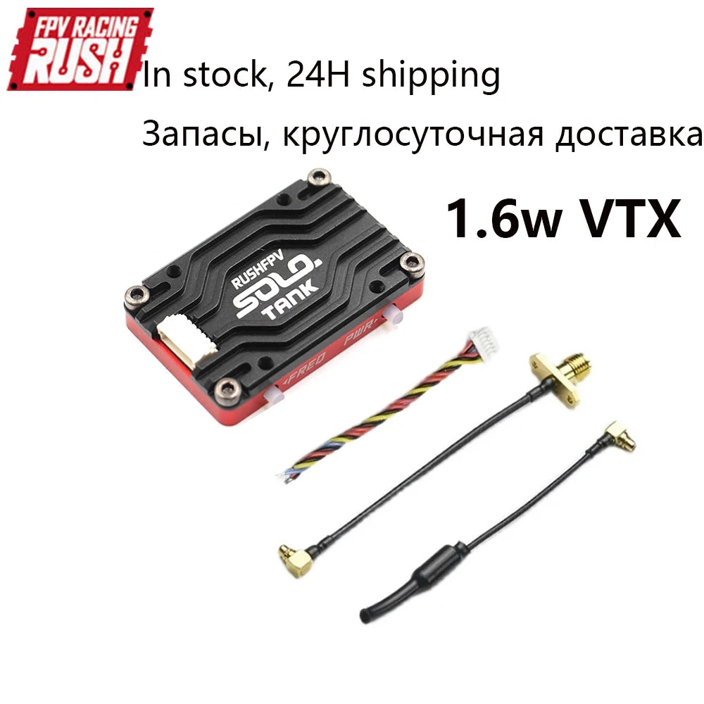 RUSHFPV RUSH TANK SOLO VTX 1.6W 5.8G 48CH PitMode Pitmode 25mW 400mW 800mW Adjustable 2-6S Microphone for FPV Long Range Drone