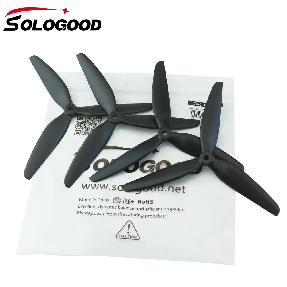 4Pcs/2Pairs SoloGood 7040 7 Inch 3-Blade 7X4X3 CW CCW Glass Fiber Nylon Propeller for RC FPV Racing Quadcopter