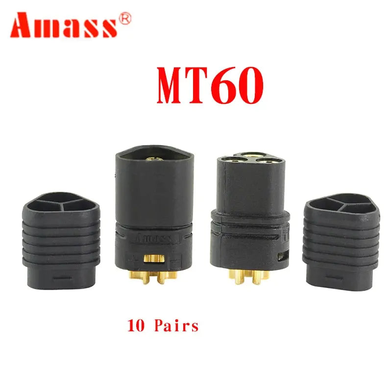10 Pair Amass MT60 3.5mm 3 Pole Bullet Connector Plug Male & Female For RC ESC to Motor - Image #1