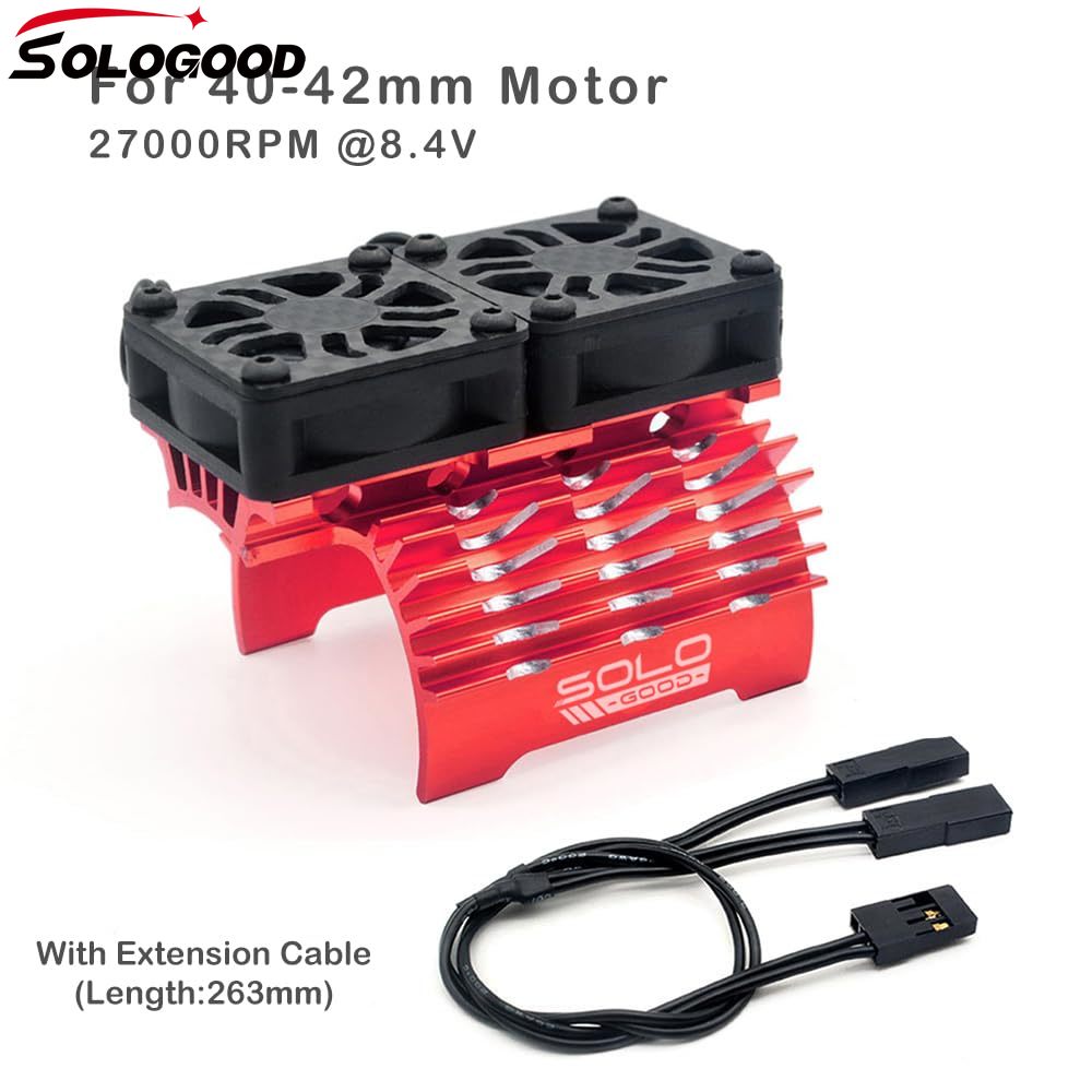 SoloGood RC Car Cooling Fans 40mm 27000rpm Motor Fan with Metal Heatsink for 1/8 RC Truck Diameter 40-42mm Brushless Motor
