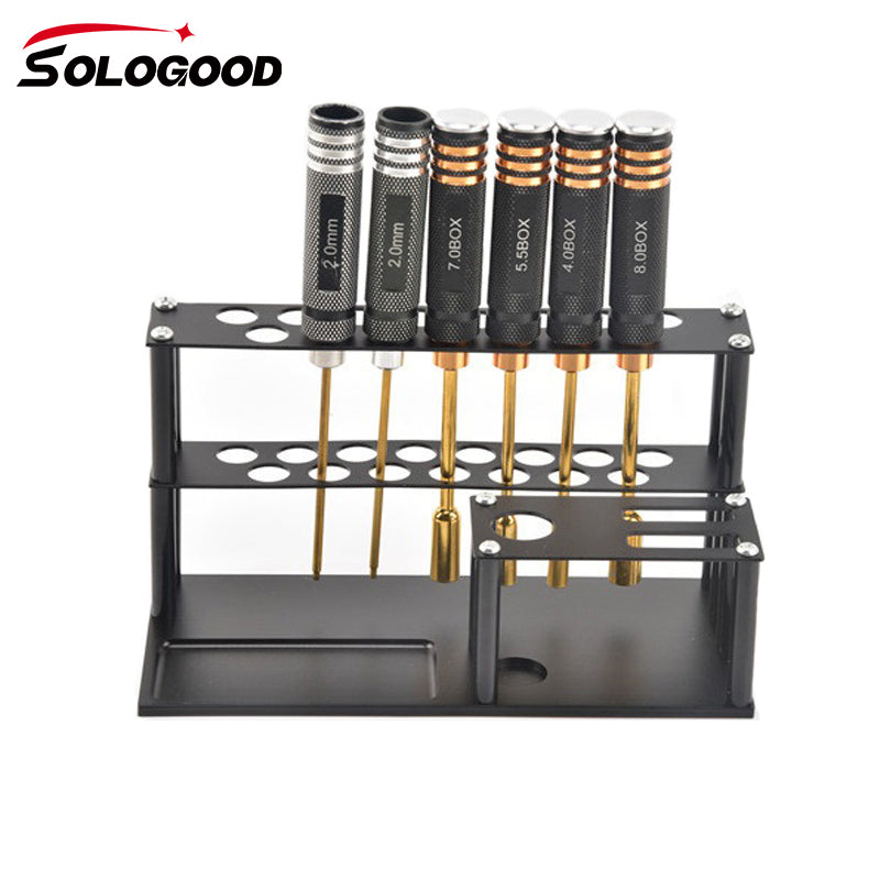 SoloGood RC Tool Stand Screwdriver Organizer Holder Phillips Hex Cross Storage Rack with Screw Tray 18 Holes for RC Car Heli