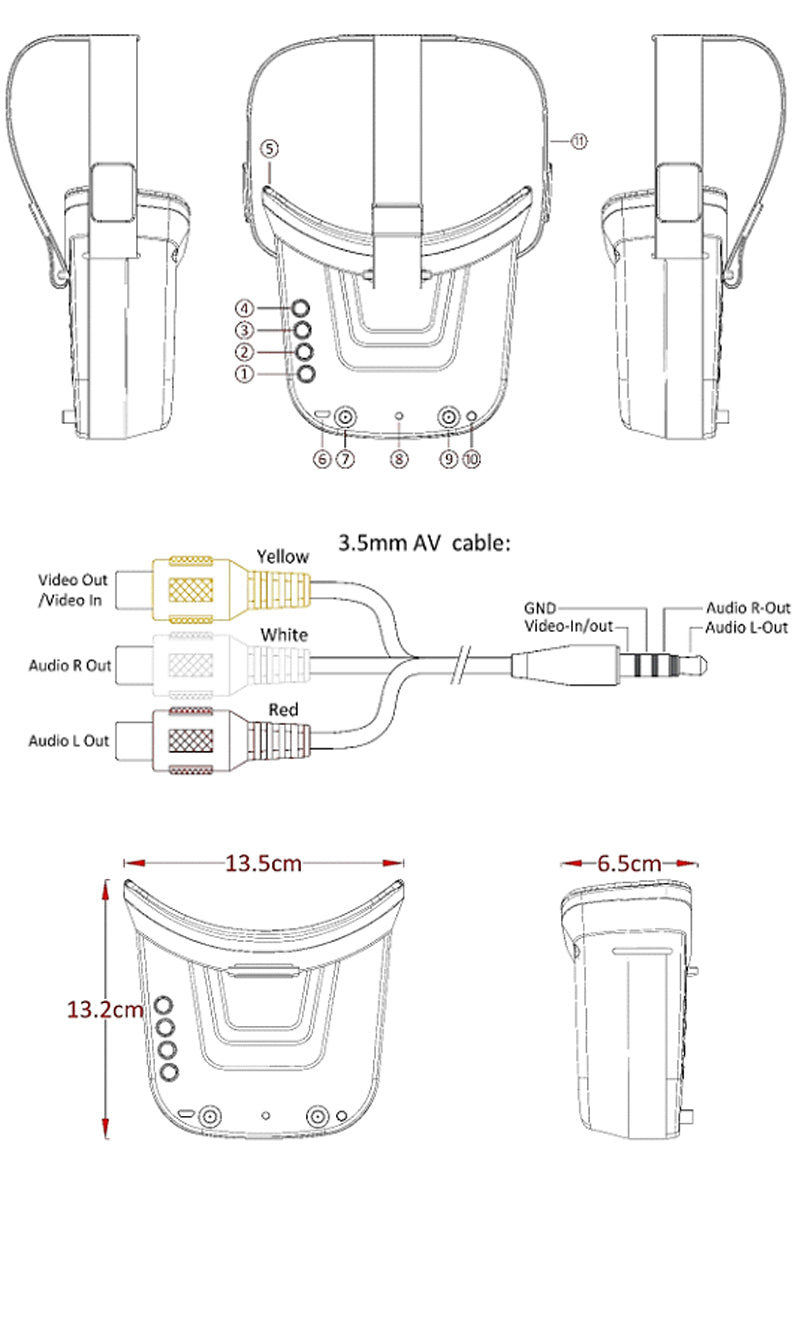 SoloGood LST-009 5.8G 40CH Dual Antennas FPV Goggles Monitor Video Glasses Headset 3 inch 480 X 320 Display for FPV Racing Drone