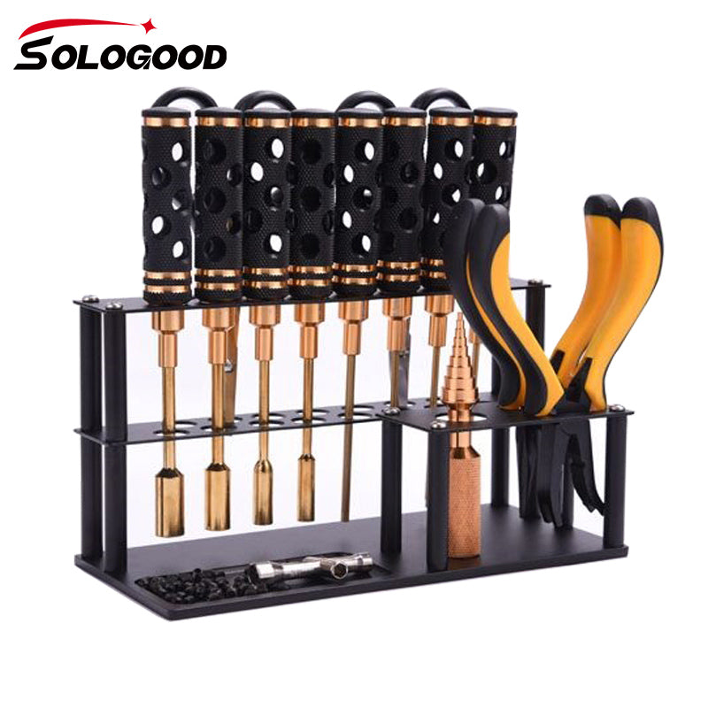 SoloGood RC Tool Stand Screwdriver Organizer Holder Phillips Hex Cross Storage Rack with Screw Tray 18 Holes for RC Car Heli