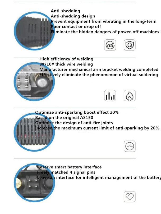 Amass AS150U 70A Copper Plated Male/Female Plug Connector Resistance Adapter Cable For RC Racing Drone FPV Model Spare Part