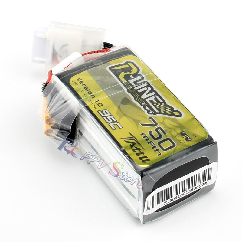 Tattu R-Line 1.0 LiPo 750mah 11.1V 14.8V 95C 3S 4S1P Lipo Battery Pack With XT30 Plug for RC FPV Racing Drone Quadcopter