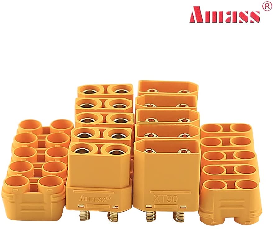 Amass 5 Pairs XT90 XT-90 Male Female Bullet Connectors Power Plugs for RC Lipo Battery Motor