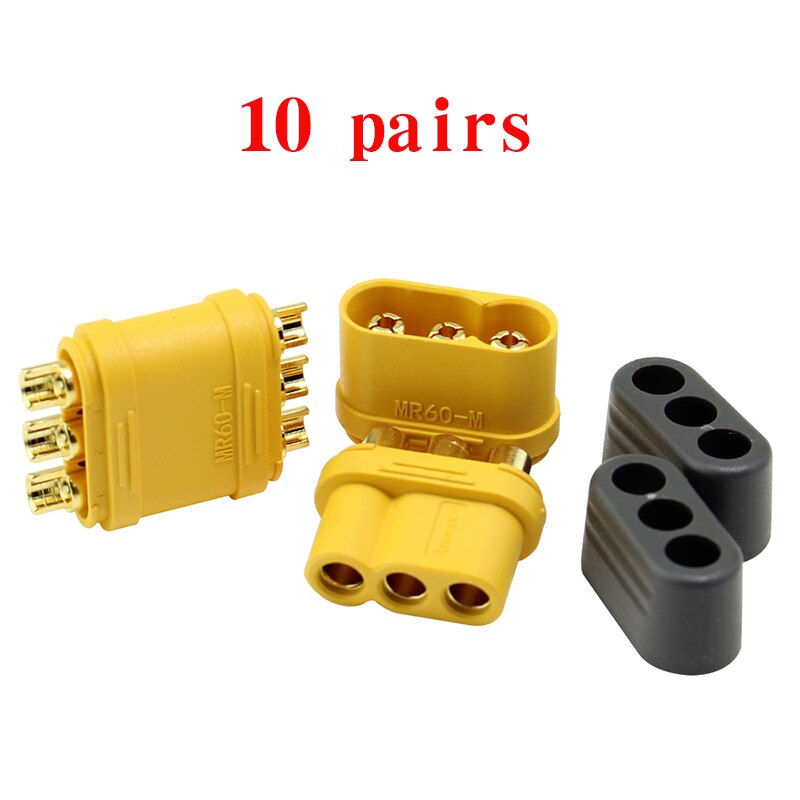 10 Pair Amass MR60 Plug w/Protector Cover 3.5mm 3 Core Connector T Plug Interface Connector Sheathed for RC Model