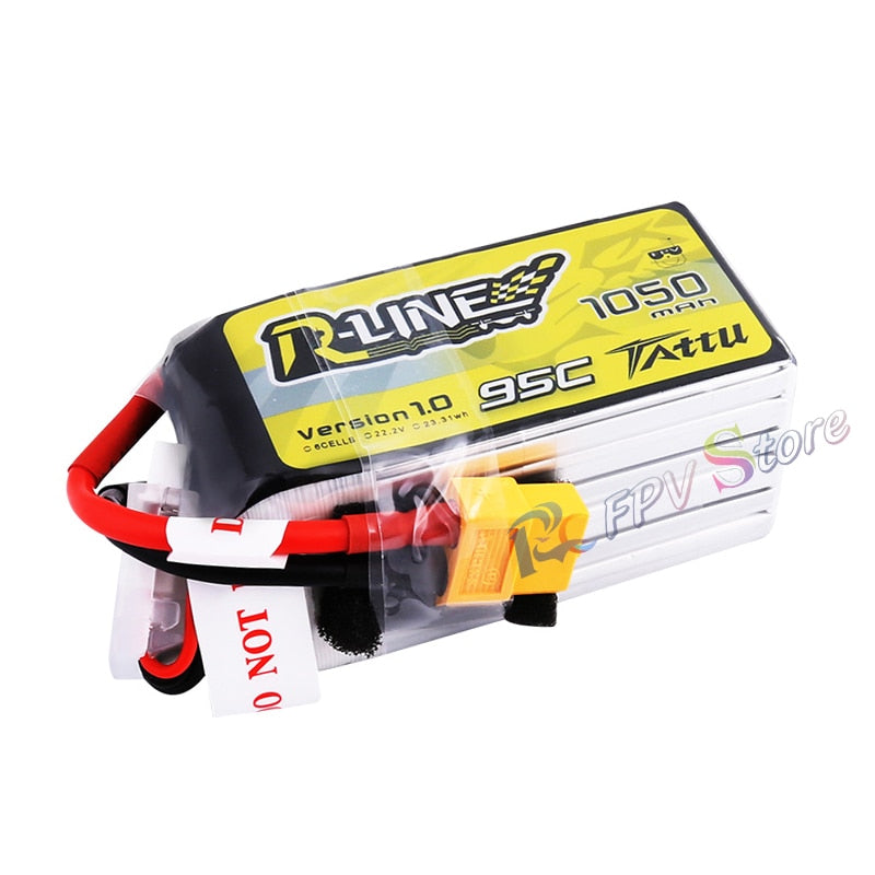 Tattu R-Line 1050mAh 95C 6S1P Lipo Battery Pack with XT60 Plug for RC FPV Racing Drone Quadcopter
