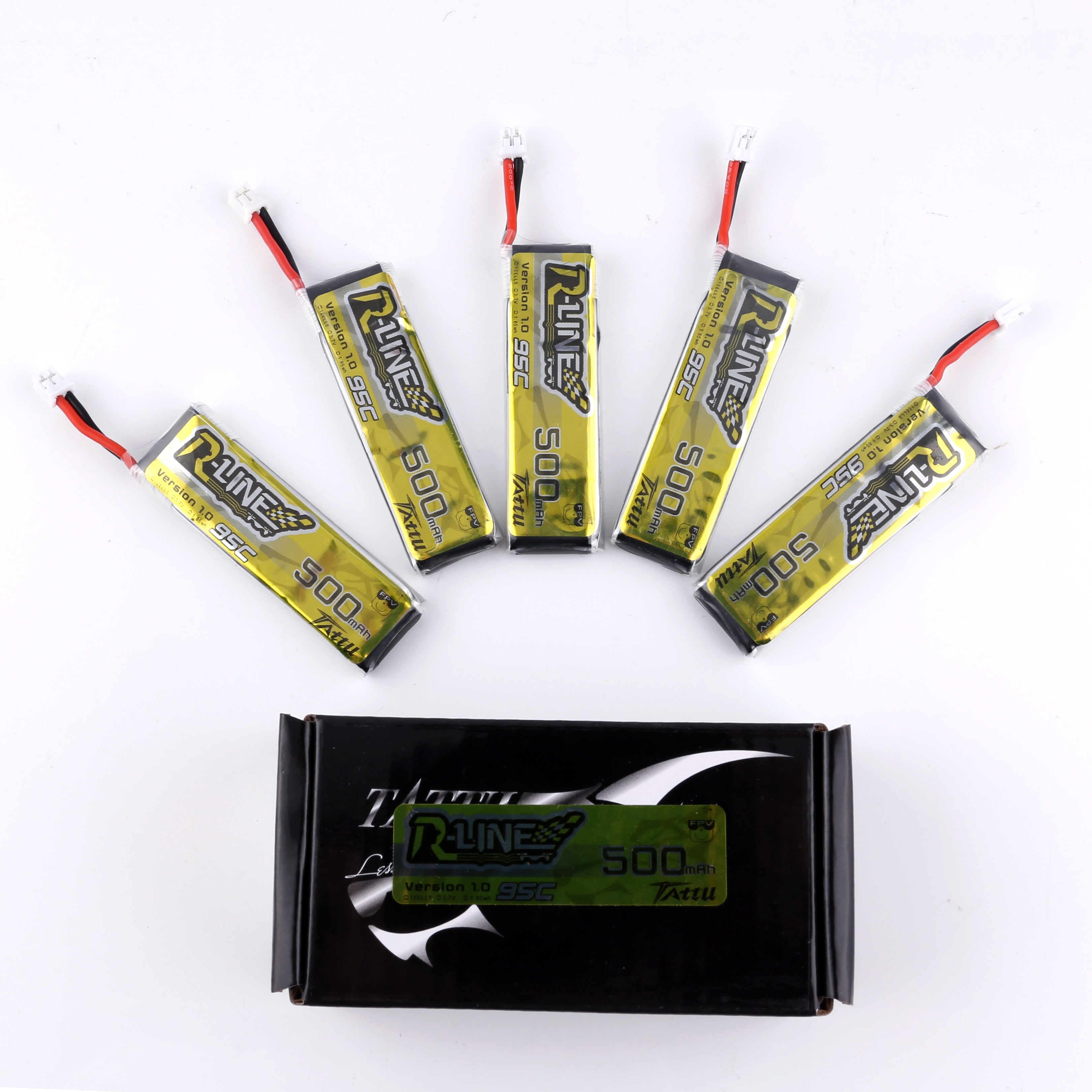 Tattu R-Line 1.0 LiPo Rechargeable Battery 500mAh 95C 1S 3.7V with PH2.0 Plug for RC FPV Racing Drone Quadcopte