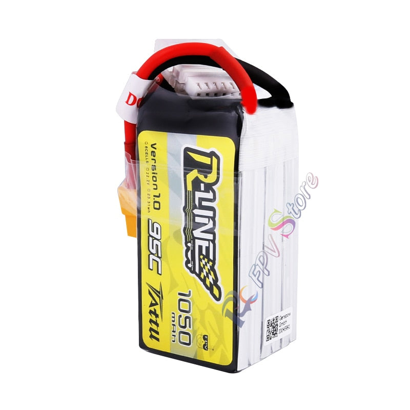 Tattu R-Line 1050mAh 95C 6S1P Lipo Battery Pack with XT60 Plug for RC FPV Racing Drone Quadcopter