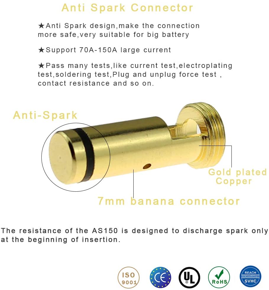 2Pairs 6Pairs Amass AS150 Male Female Anti Spark Connector 7mm Gold Plated Banana Plug Set for Battery ESC and Charge Lead