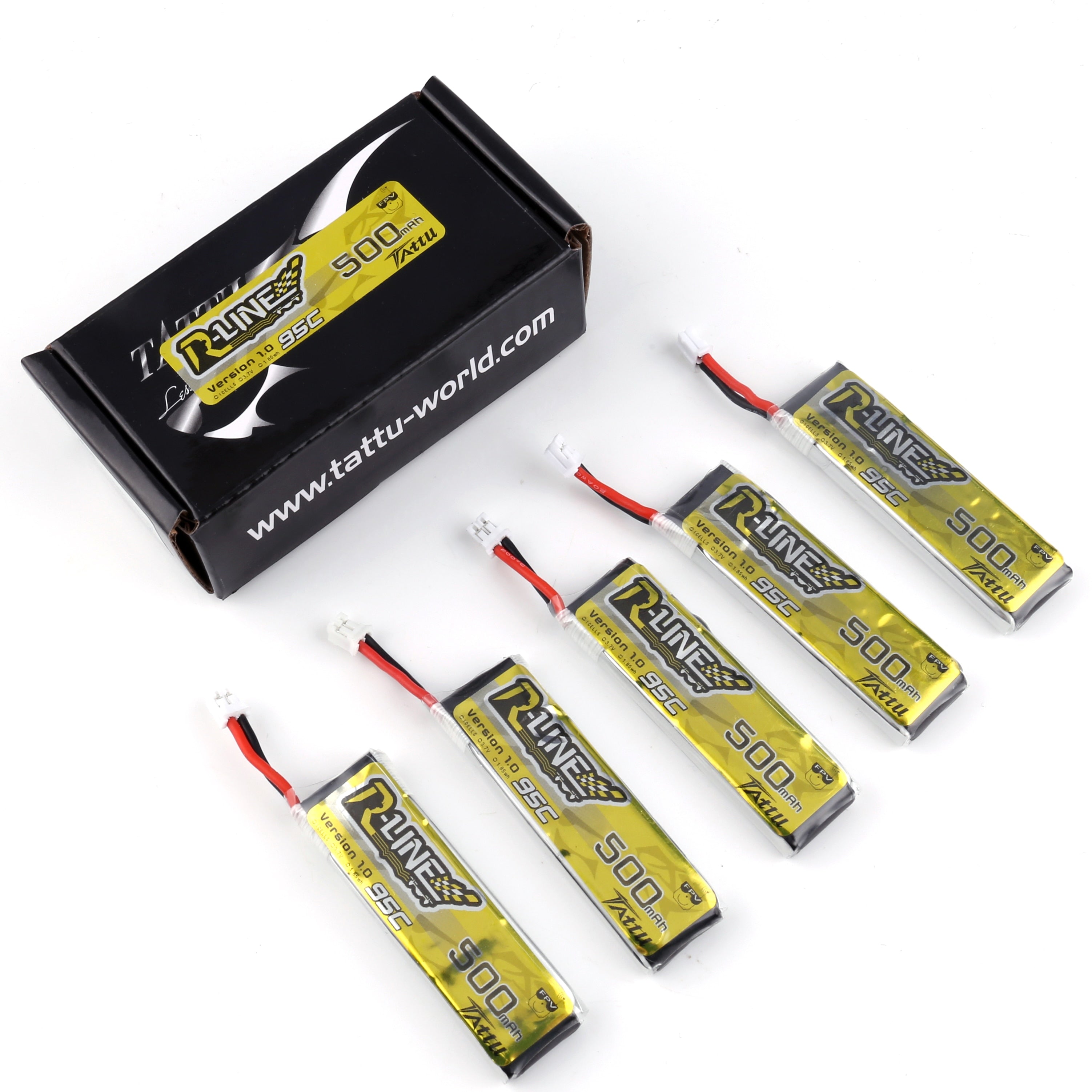 Tattu R-Line 1.0 LiPo Rechargeable Battery 500mAh 95C 1S 3.7V with PH2.0 Plug for RC FPV Racing Drone Quadcopte