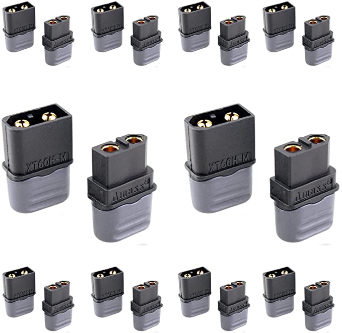 Amass XT60 XT60H Black Bullet Connector Plug Upgrated of XT60 Plug Sheath Female & Male Black Plated for RC Parts Lipo Battery