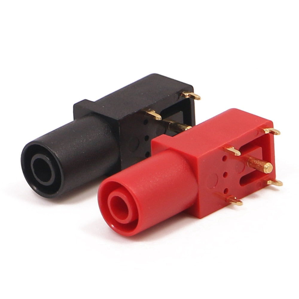 Amass Banana Socket Pure Copper Gold Plated 24.245 4mm 90 Degree PCB Panel Safety PA Molded Case High Current 24A 1000V