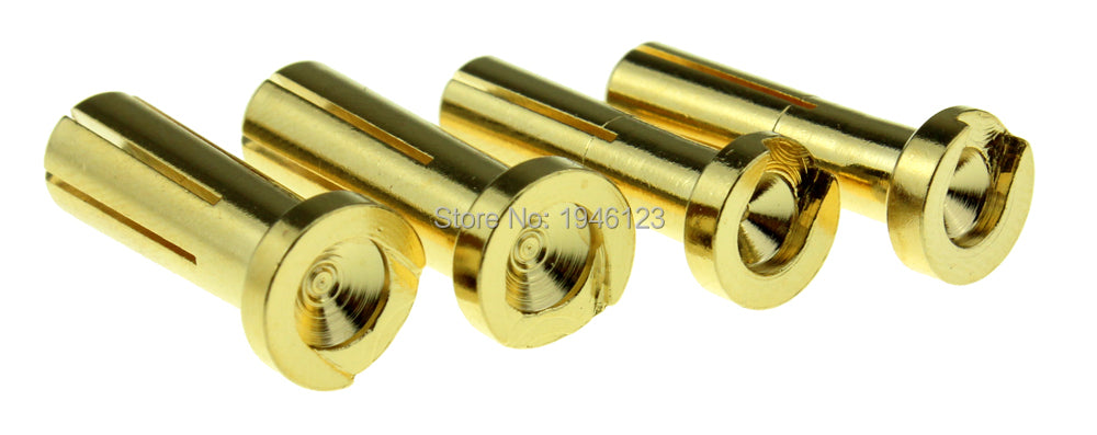 10PCS AMASS 4mm 5mm Banana Plugs Male Authentic Alotted aft Beveled Stable Current 40A Gold Plating 5u For RC Car