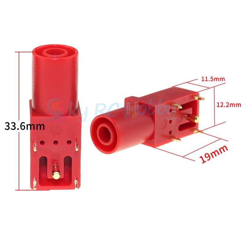 Amass Banana Socket Pure Copper Gold Plated 24.245 4mm 90 Degree PCB Panel Safety PA Molded Case High Current 24A 1000V