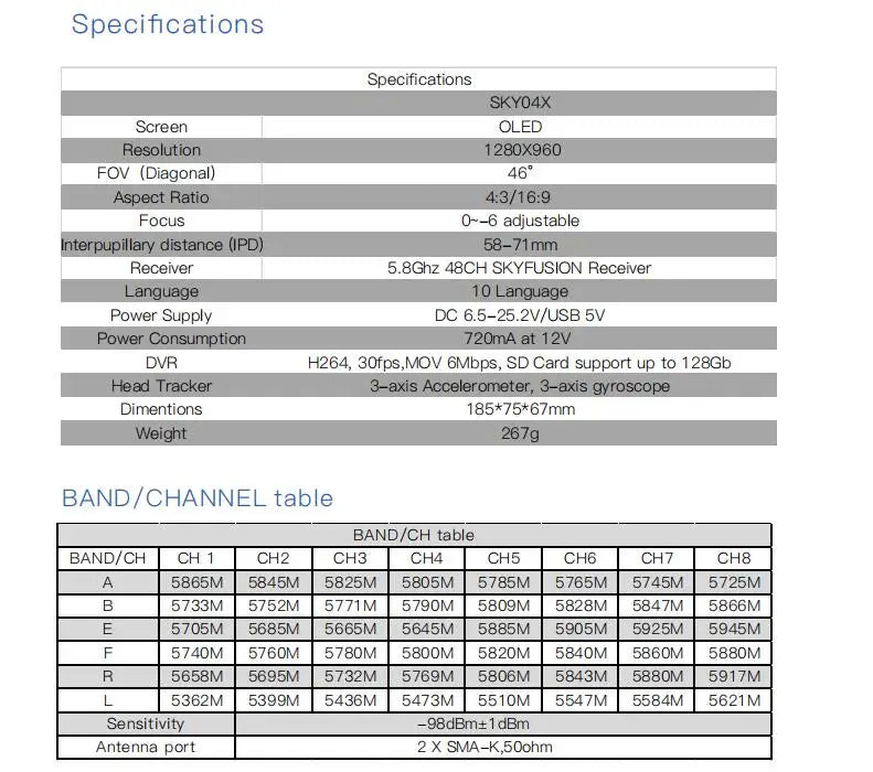 Skyzone SKY04X 04X V2 Oled 5.8GHz 48CH FPV Goggles Support OSD With Head Tracker Fan DVR Camera For Racing FPV Drone