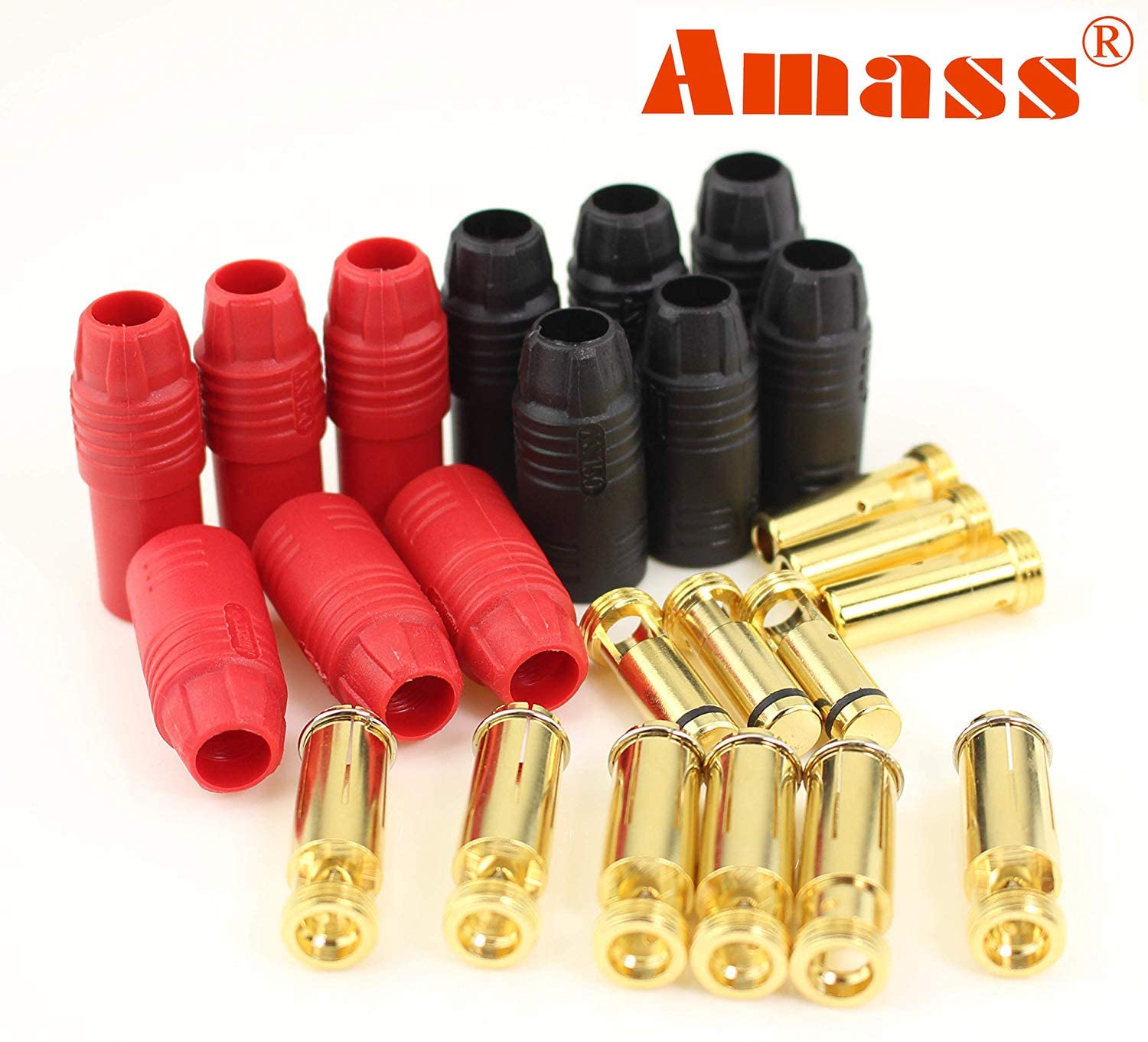 2Pairs 6Pairs Amass AS150 Male Female Anti Spark Connector 7mm Gold Plated Banana Plug Set for Battery ESC and Charge Lead