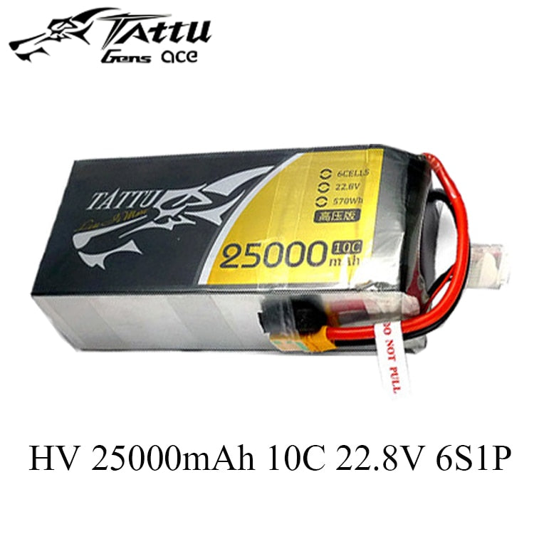 Tattu UAV HV Lipo Battery 22000mAh 25000mAh 32000mAh 6S 22.8V 25C 10C for Large Model Aircraft Experimental Robots Dynamics