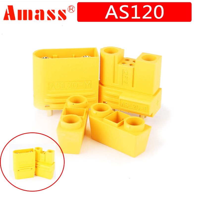 Amass AS120 Male/Female Plug Connector Resistance Adapter Plug for RC Model FPV Racing Drone Lipo Battery Multirotor Parts
