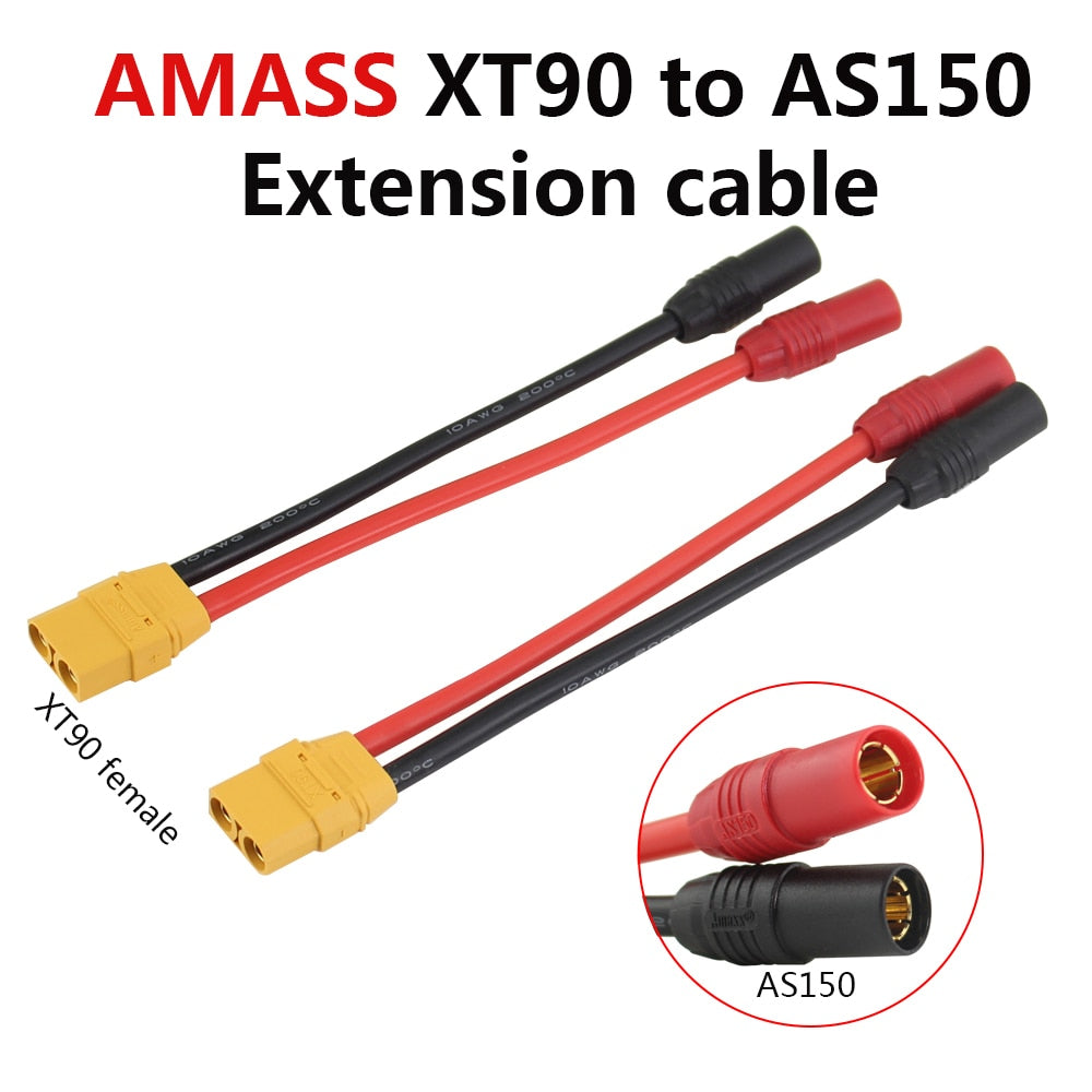 Amass XT90 Female to AS150 Female Plug Cable 15cm 10AWG Silicone Line Charger Adapter Wire for Battery RC Agriculture Drone