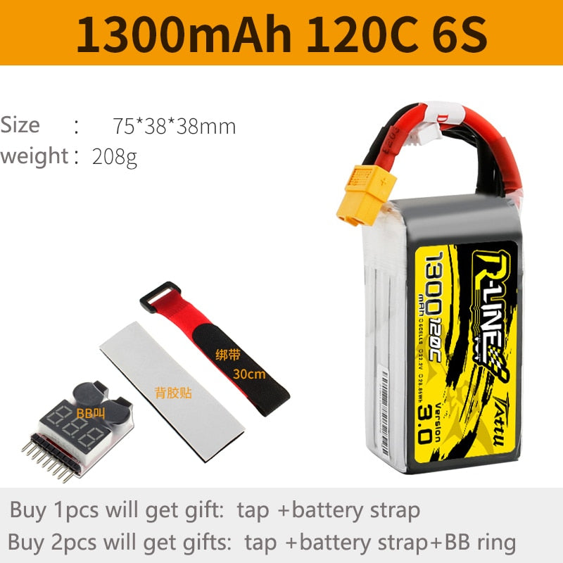 Tattu R-line Rline V3 3.0 120C 1050/1300/1550/1800/2000mAh 4S 5S 6S Lipo Battery Strap XT60 Plug FPV Racing Drone RC Quadcopter