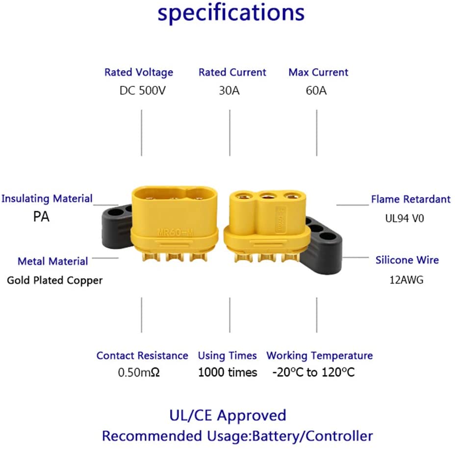 5Pair Amass MR60 Connector Plug Female Male Connector 3.5 Bullet Connector for RC Model Motor ESC Connection