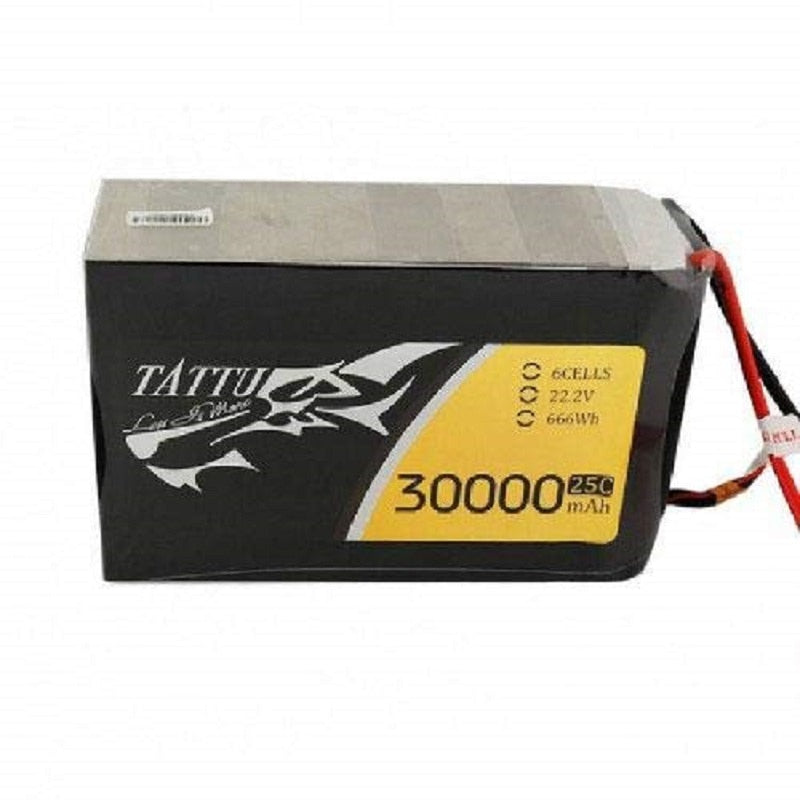 TATTU Batteries 6S 30000mAh 22.2V 25C 6S1P LiPo Battery Pack with AS150 + XT150 Plug Connector for UAV Drones