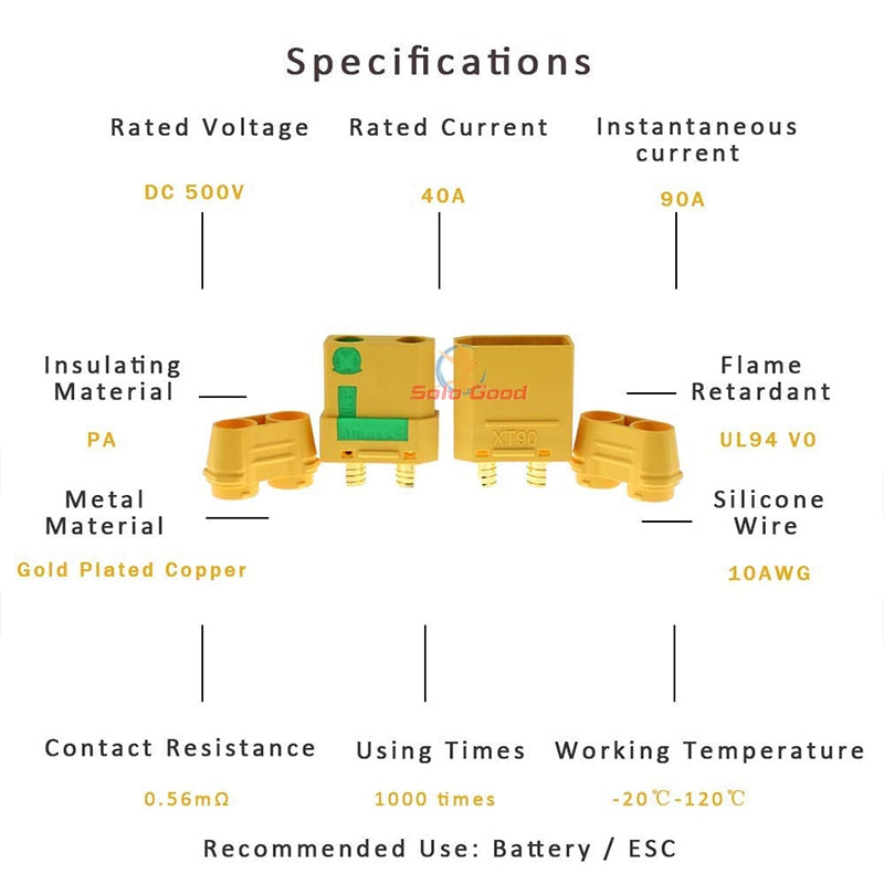 Original Amass XT90S XT90-S XT90 Connector Anti-Spark Male Female Connector with Housing Sheath for Battery ESC and Charger Lead