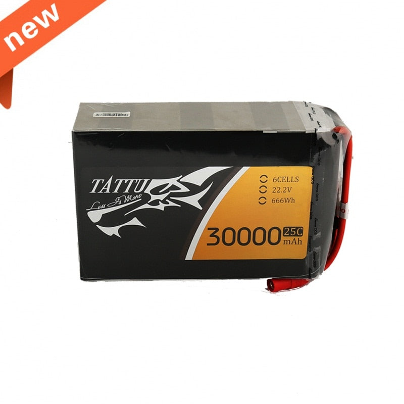 TATTU Batteries 6S 30000mAh 22.2V 25C 6S1P LiPo Battery Pack with AS150 + XT150 Plug Connector for UAV Drones